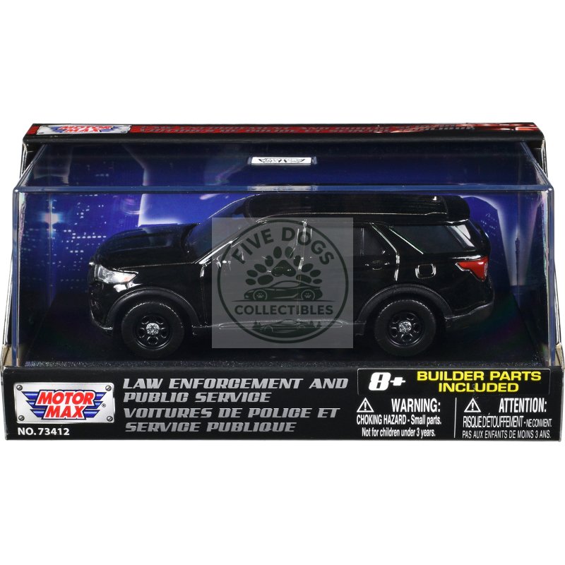 2022 ford police interceptor utility black unmarked "custom builder's kit" "law enforcement and public service" series 1/43 diecast model car by motormax