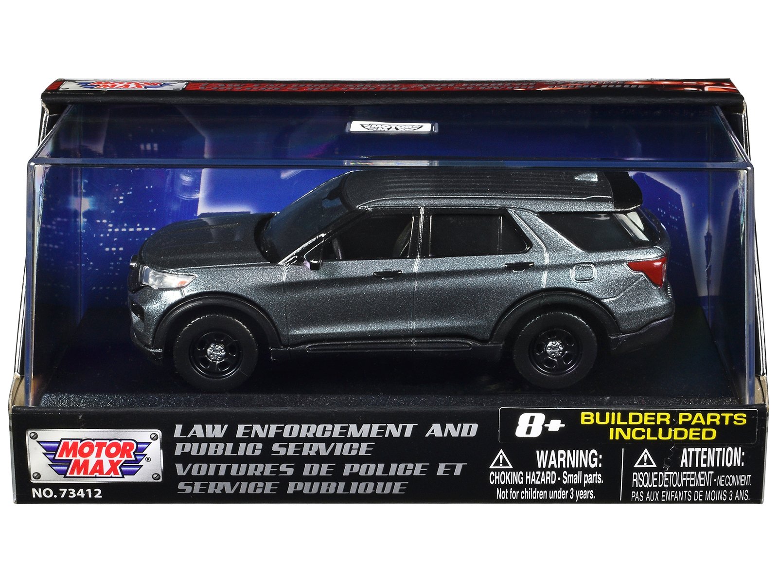 2022 ford police interceptor utility gray metallic unmarked "custom builder's kit" "law enforcement and public service" series 1/43 diecast model car by motormax 2022 ford police interceptor utility gray metallic unmarked "custom builder's kit" "law enforcement and public service" series 1/43 diecast model car by motormax