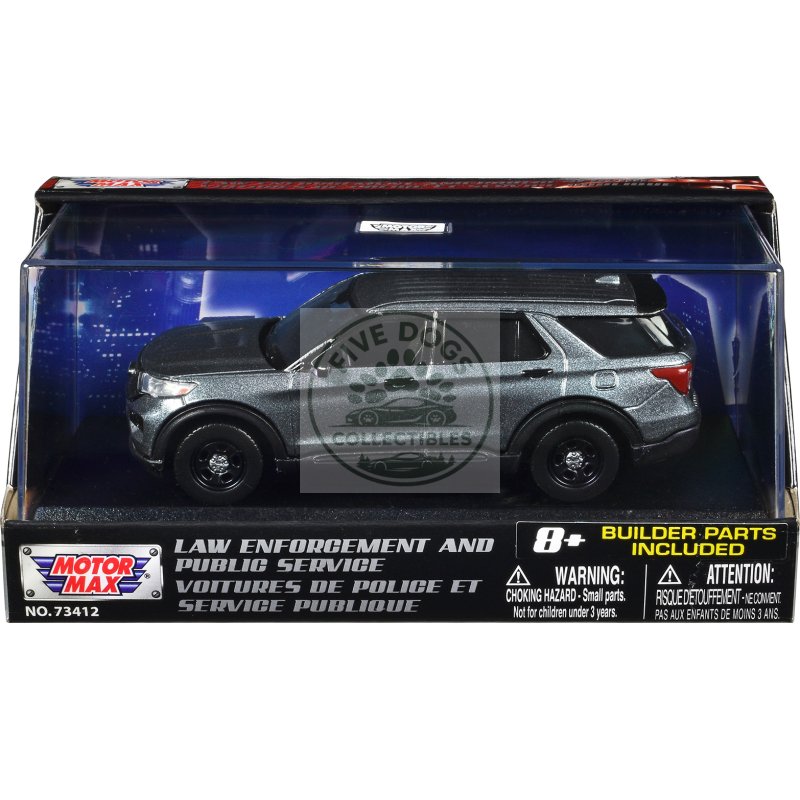 2022 ford police interceptor utility gray metallic unmarked "custom builder's kit" "law enforcement and public service" series 1/43 diecast model car by motormax