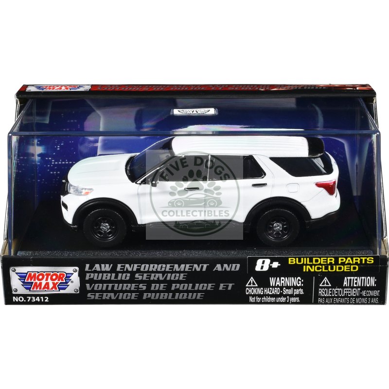 2022 ford police interceptor utility white unmarked "custom builder's kit" "law enforcement and public service" series 1/43 diecast model car by motormax