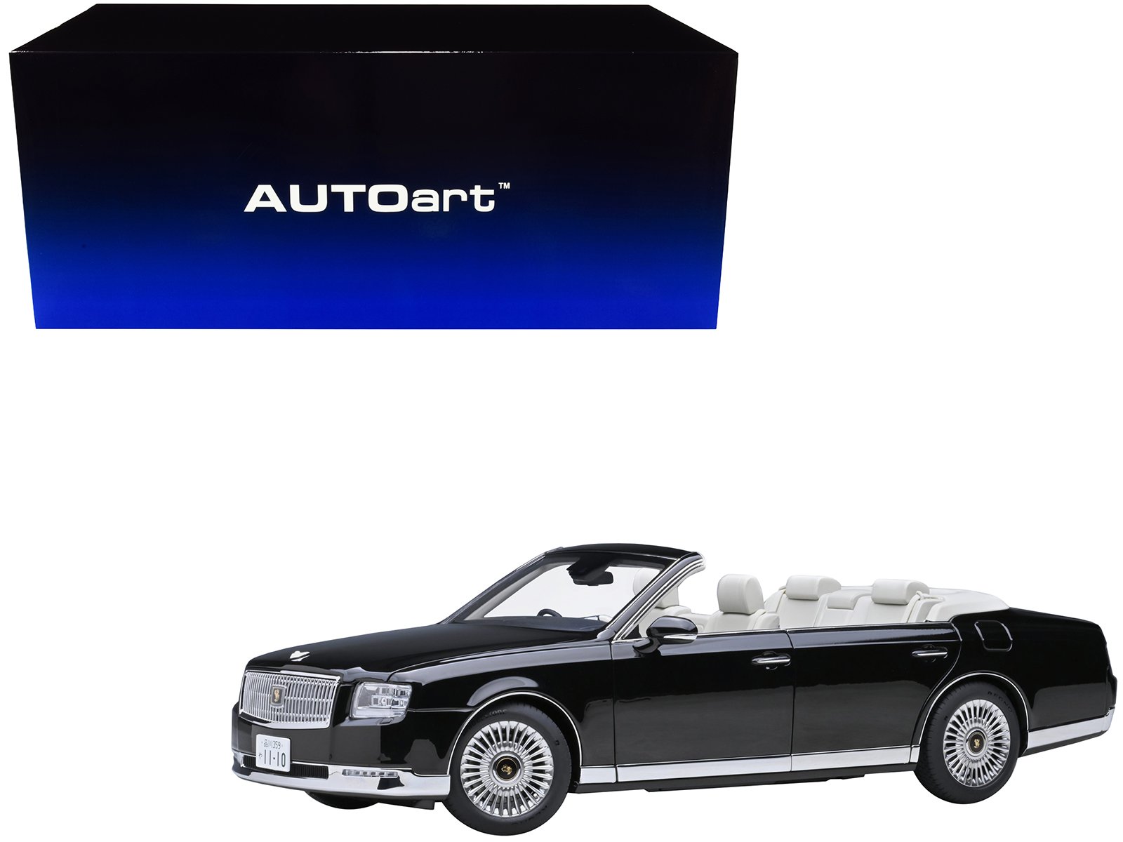 toyota century open car convertible rhd (right hand drive) black with white interior 1/18 model car by autoart toyota century open car convertible rhd (right hand drive) black with white interior 1/18 model car by autoart