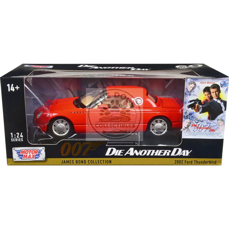 2002 ford thunderbird orange james bond 007 "die another day" (2002) movie "james bond collection" series 1/24 diecast model car by motormax