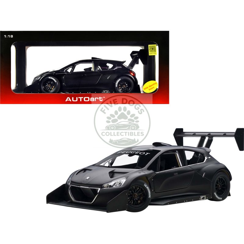 2013 peugeot 208 t16 pikes peak race car plain black version 1/18 model car by autoart