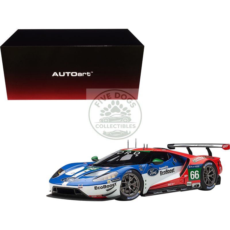 ford gt #66 b. johnson s. mucke o. pla le mans (2016) 1/18 model car by autoart