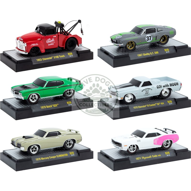 "ground pounders" 6 cars set release 29 in display cases limited edition 1/64 diecast model cars by m2 machines