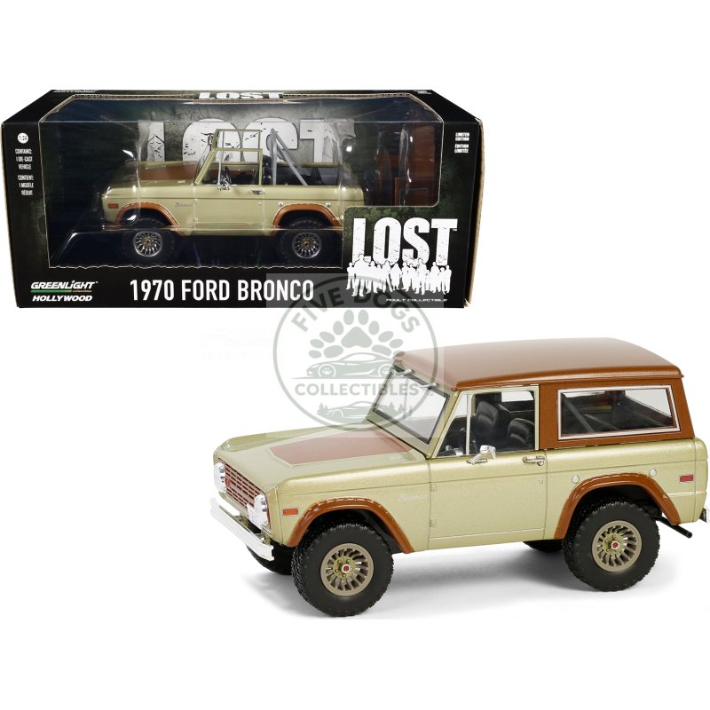 1970 ford bronco gold metallic with brown hood and top "lost" (2004 2010) tv series "hollywood" series 20 1/24 diecast model car by greenlight