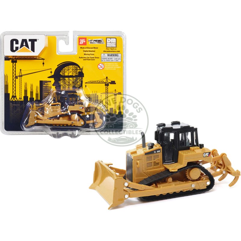 cat caterpillar d6r track type tractor yellow and black 1/64 diecast model by diecast masters