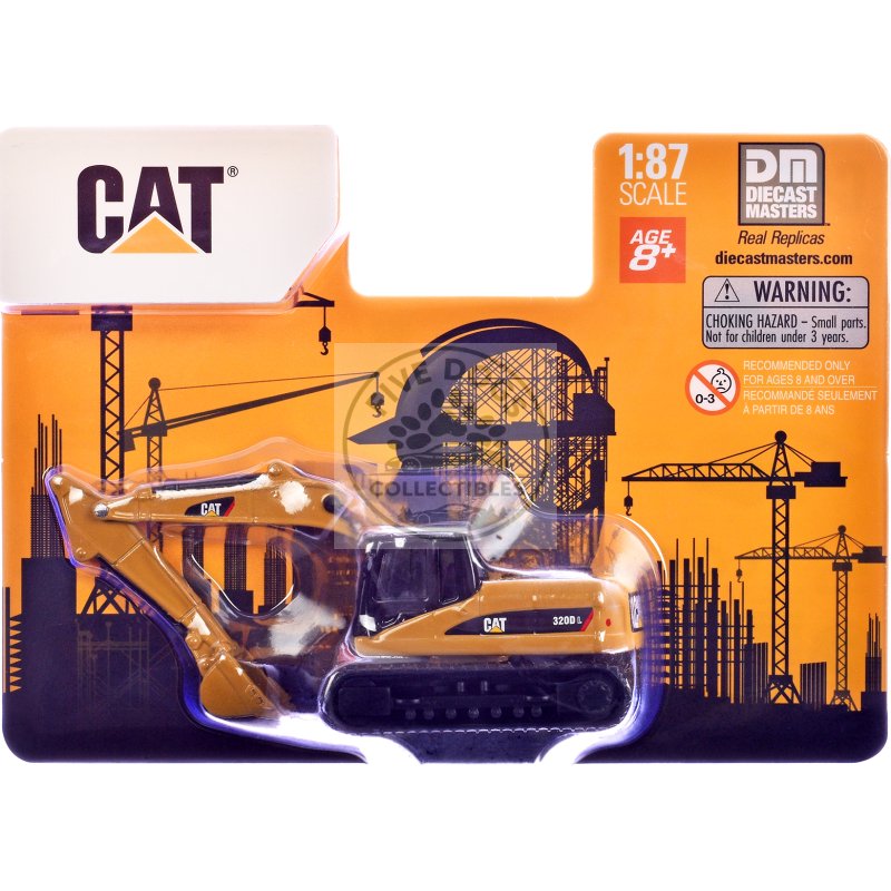 cat caterpillar 320d l hydraulic excavator yellow 1/87 (ho) diecast model by diecast masters