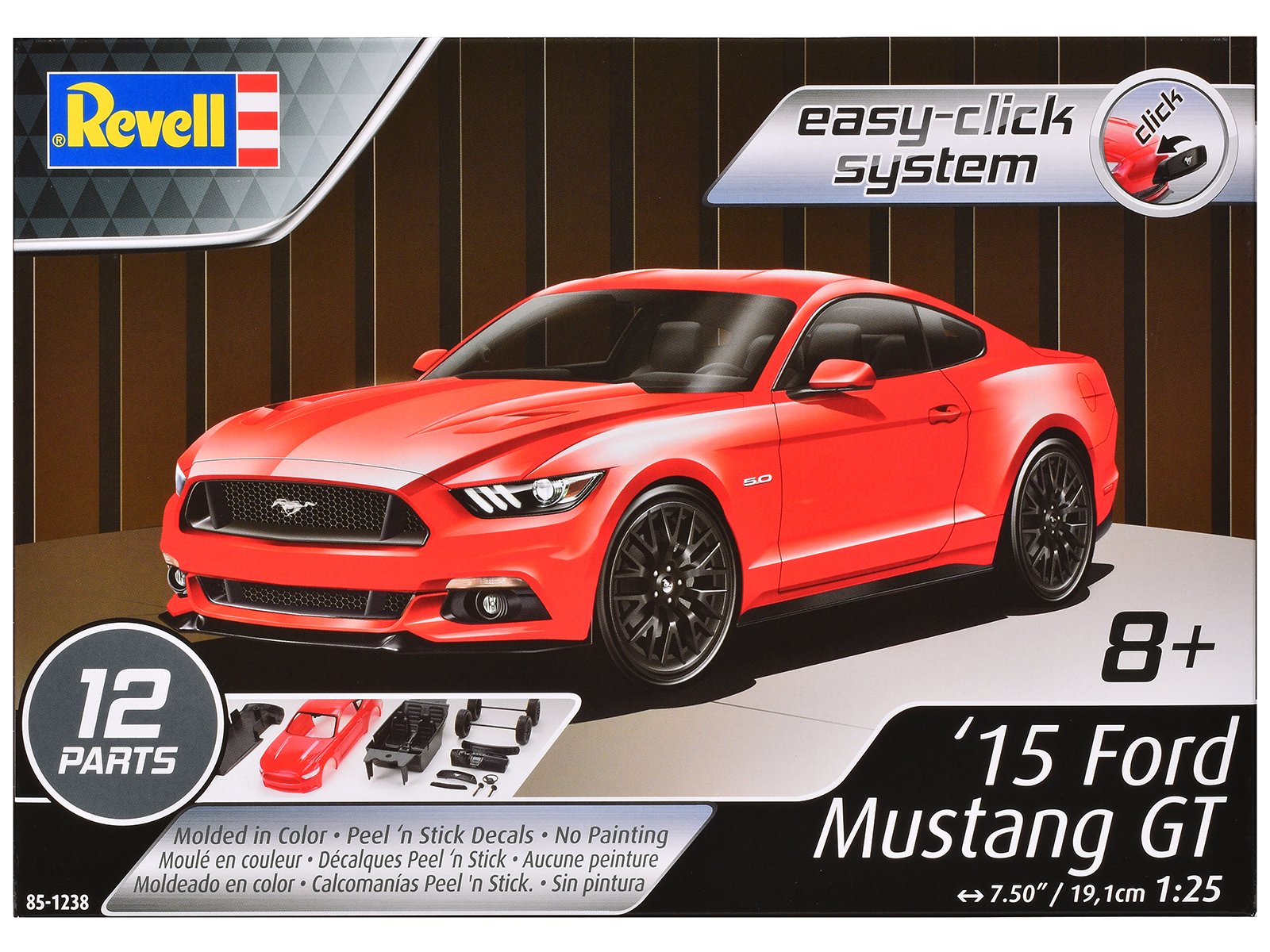 level 2 easy click model kit 2015 ford mustang gt 1/25 scale model by revell level 2 easy click model kit 2015 ford mustang gt 1/25 scale model by revell