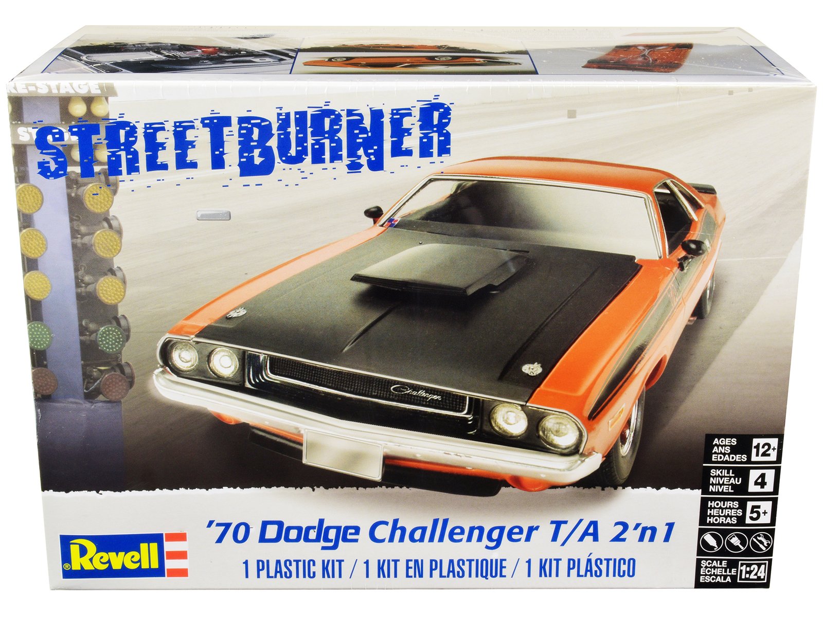 level 4 model kit 1970 dodge challenger t/a "streetburner" 2 in 1 kit 1/24 scale model by revell level 4 model kit 1970 dodge challenger t/a "streetburner" 2 in 1 kit 1/24 scale model by revell