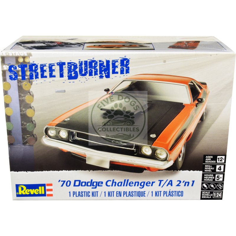 level 4 model kit 1970 dodge challenger t/a "streetburner" 2 in 1 kit 1/24 scale model by revell