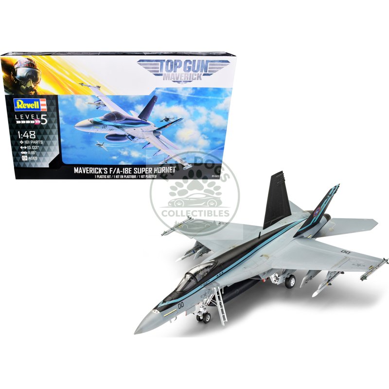 level 5 model kit maverick's f/a 18e super hornet jet "top gun: maverick" (2022) movie 1/48 scale model by revell