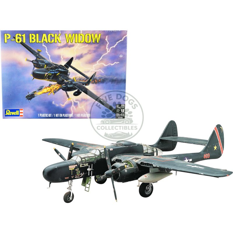 level 5 model kit p 61 black widow fighter plane 1/48 scale model by revell