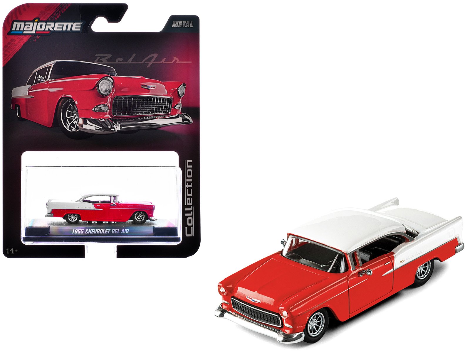 1955 chevrolet bel air red and white "collection" series 1/64 diecast model car by majorette 1955 chevrolet bel air red and white "collection" series 1/64 diecast model car by majorette