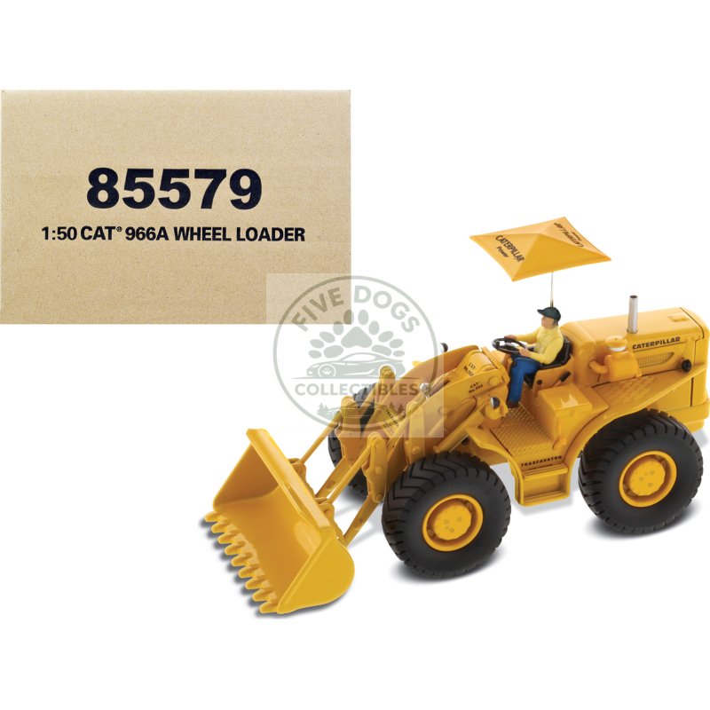 cat caterpillar 966a wheel loader yellow with operator "vintage series" 1/50 diecast model by diecast masters