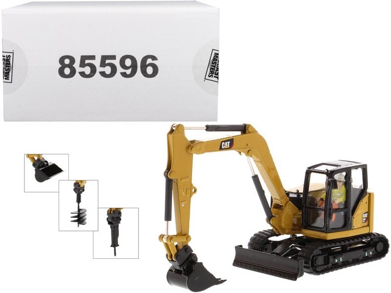 cat caterpillar 308 cr next generation mini hydraulic excavator with work tools and operator "high line" series 1/50 diecast model by diecast masters cat caterpillar 308 cr next generation mini hydraulic excavator with work tools and operator "high line" series 1/50 diecast model by diecast masters