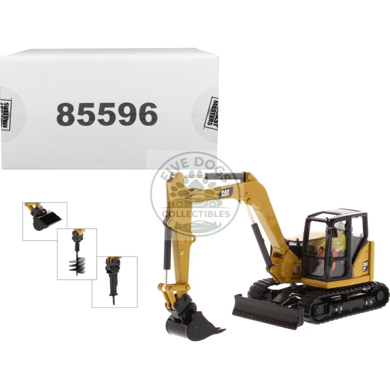 cat caterpillar 308 cr next generation mini hydraulic excavator with work tools and operator "high line" series 1/50 diecast model by diecast masters