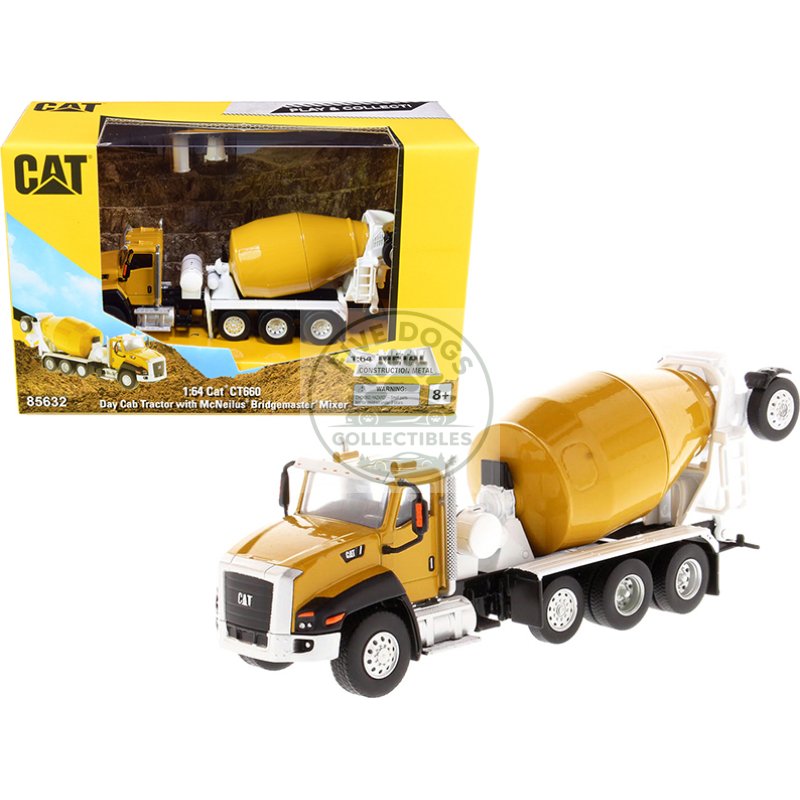 cat caterpillar ct660 day cab tractor with mcneilus bridgemaster concrete mixer "play & collect!" series 1/64 diecast model by diecast masters