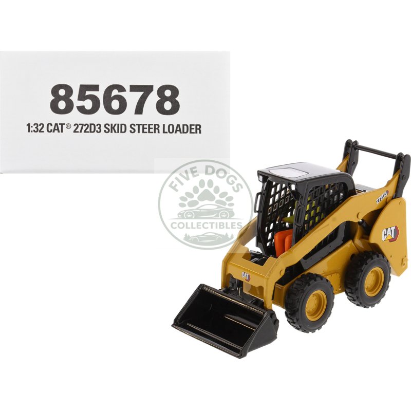 cat caterpillar 272d3 skid steer loader with operator yellow "high line" series 1/32 diecast model by diecast masters