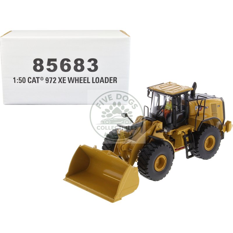 cat caterpillar 972 xe wheel loader yellow with operator "high line series" 1/50 diecast model by diecast masters