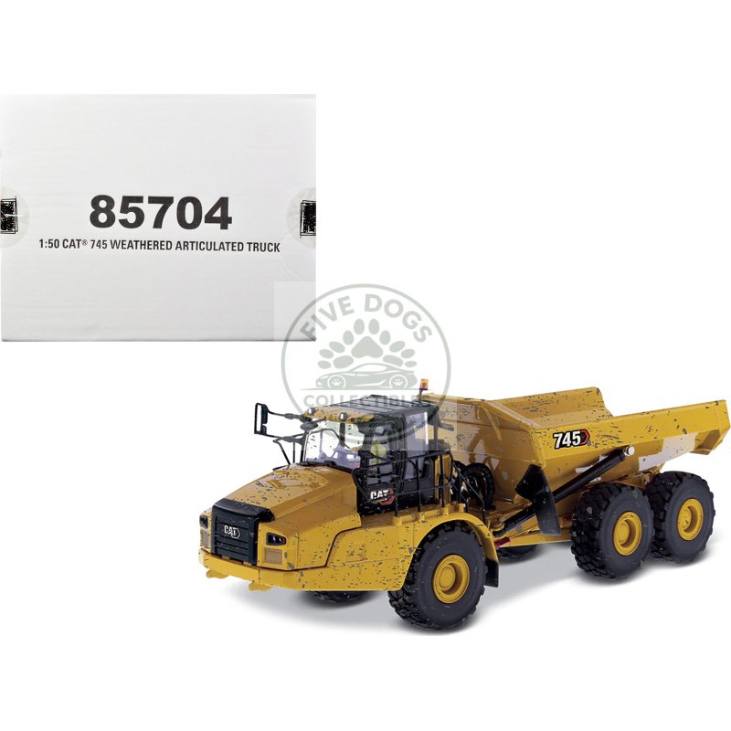cat caterpillar 745 articulated truck with operator (dirty version) "weathered" series 1/50 diecast model by diecast masters