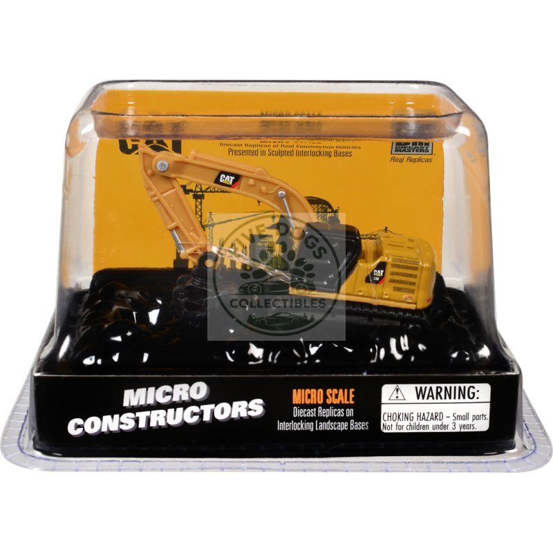 cat caterpillar 320 hydraulic excavator grapple yellow "micro constructor" series diecast model by diecast masters