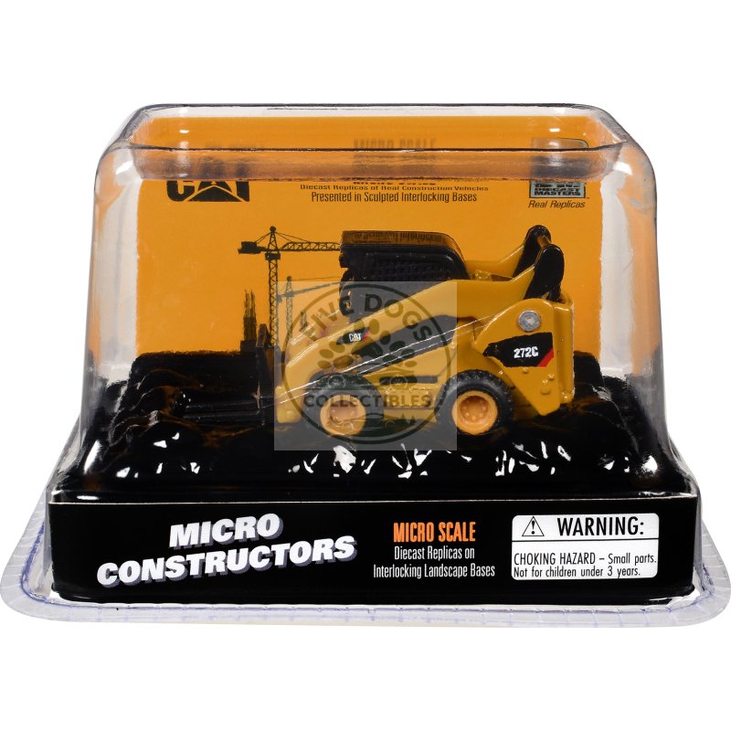 cat caterpillar 272c skid steer loader with pallet fork yellow "micro constructor" series diecast model by diecast masters