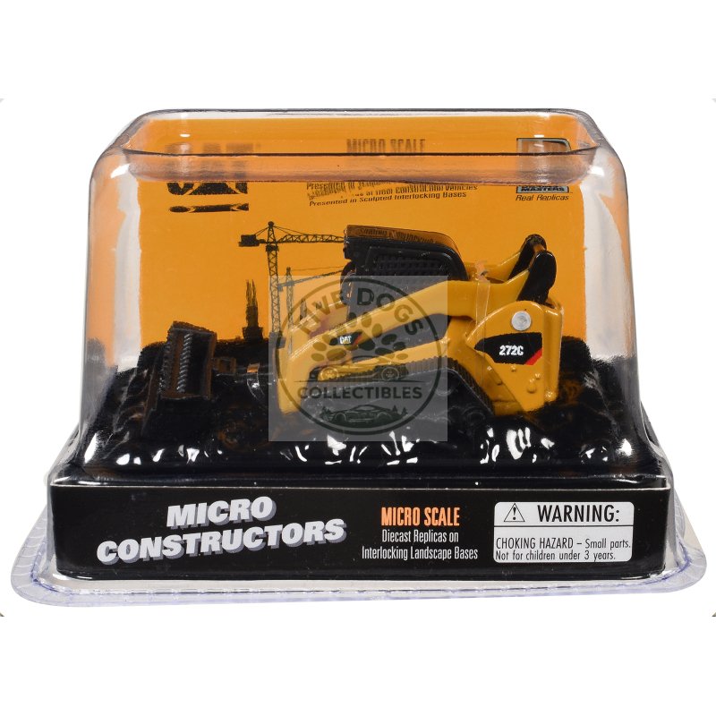 cat caterpillar 272c compact track loader with broom yellow "micro constructor" series diecast model by diecast masters