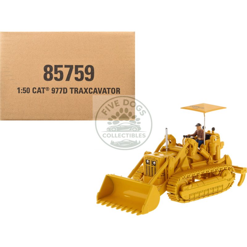 cat caterpillar 977d traxcavator yellow with operator "vintage series" 1/50 diecast model by diecast masters