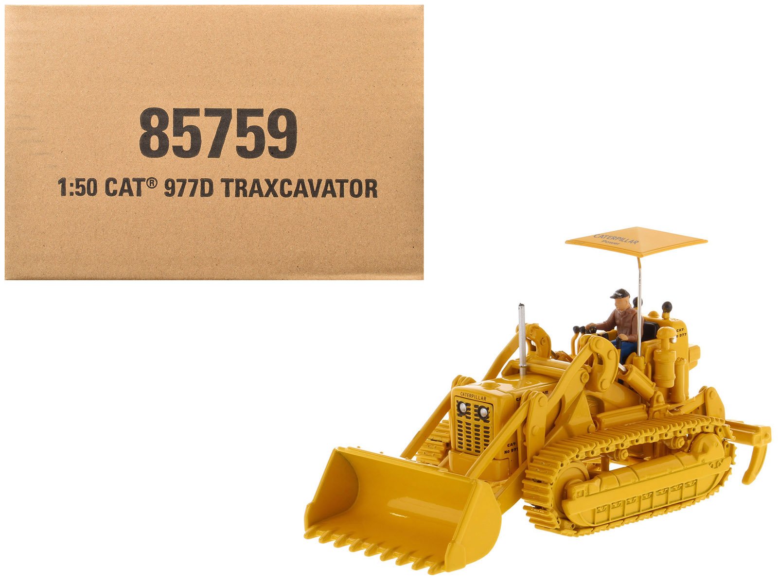 cat caterpillar 977d traxcavator yellow with operator "vintage series" 1/50 diecast model by diecast masters cat caterpillar 977d traxcavator yellow with operator "vintage series" 1/50 diecast model by diecast masters
