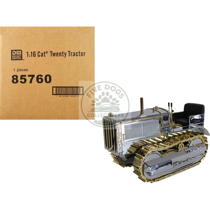 cat caterpillar twenty tractor "100th anniversary" chrome and gold "centennial series" 1/16 diecast model by diecast masters