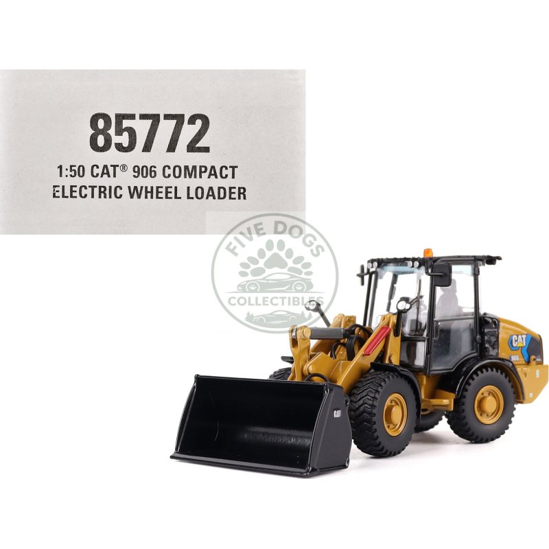 cat caterpillar 906 electric compact wheel loader yellow with operator "high line series" 1/50 diecast model by diecast masters