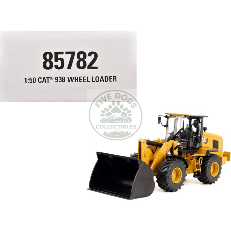 cat caterpillar 938 wheel loader with operator yellow "high line" series 1/50 diecast model by diecast masters