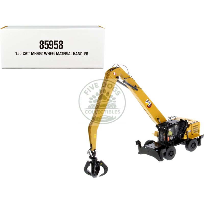 cat caterpillar mh3040 wheel material handler with operator "high line series" 1/50 diecast model by diecast masters