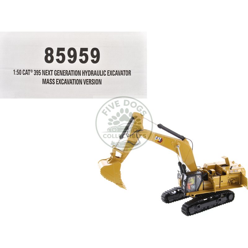 cat caterpillar 395 next generation hydraulic excavator "mass excavation version" yellow "high line series" 1/50 diecast model by diecast masters