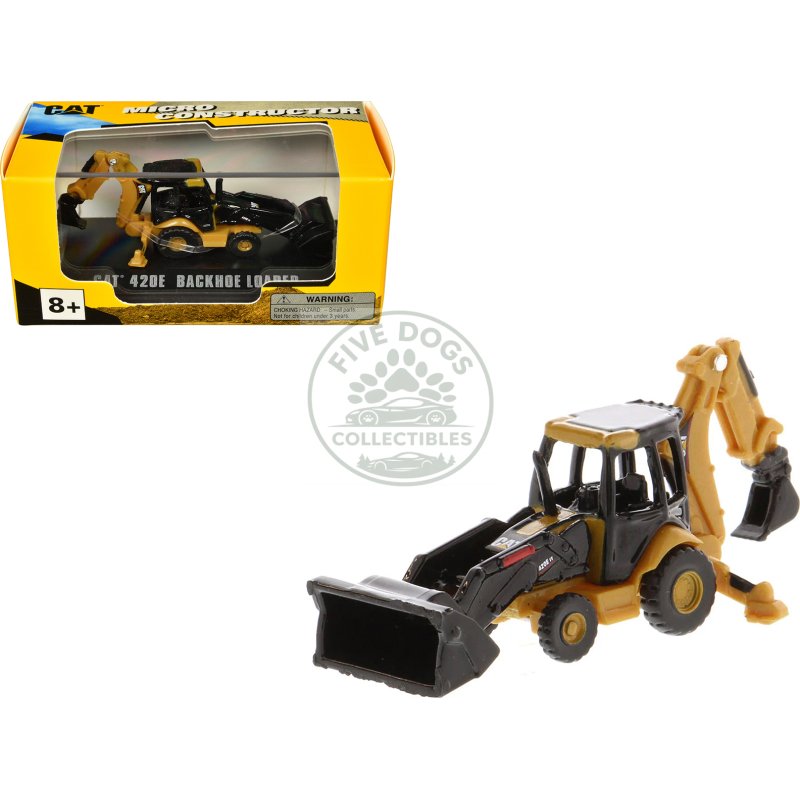 cat caterpillar 420e backhoe loader yellow "micro constructor" series diecast model by diecast masters