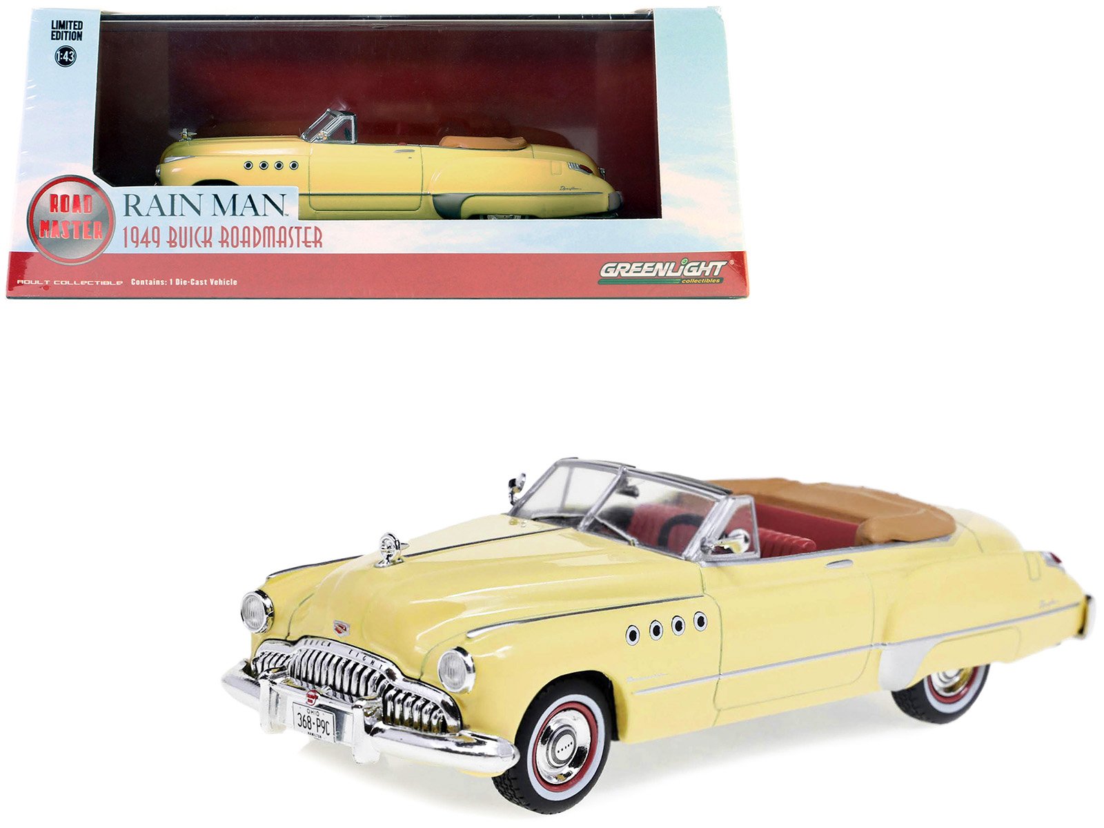 charlie babbitt's 1949 buick roadmaster convertible cream with red interior "rain man" (1988) movie 1/43 diecast model car by greenlight charlie babbitt's 1949 buick roadmaster convertible cream with red interior "rain man" (1988) movie 1/43 diecast model car by greenlight