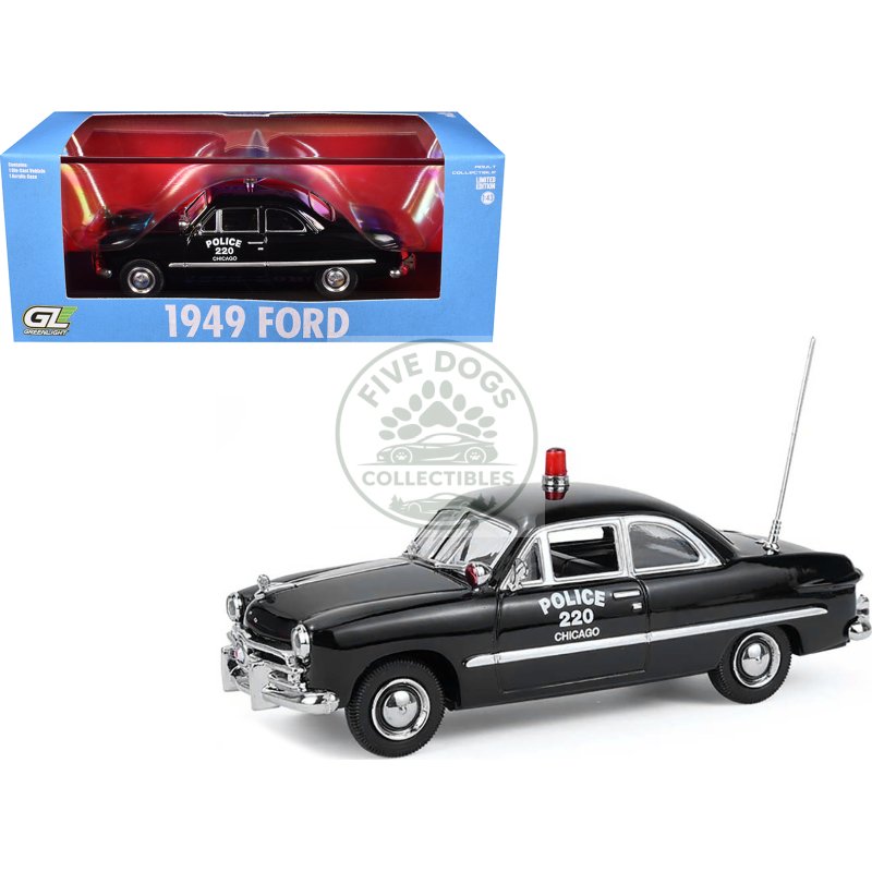 1949 ford custom police car "chicago police department" black 1/64 diecast model car by greenlight