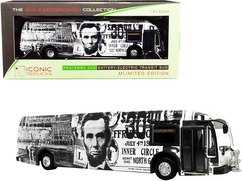 proterra zx5 battery electric transit bus #9 "downtown reno" "lincoln line" (nevada) "the bus & motorcoach collection" 1/87 (ho) diecast model by iconic replicas proterra zx5 battery electric transit bus #9 "downtown reno" "lincoln line" (nevada) "the bus & motorcoach collection" 1/87 (ho) diecast model by iconic replicas