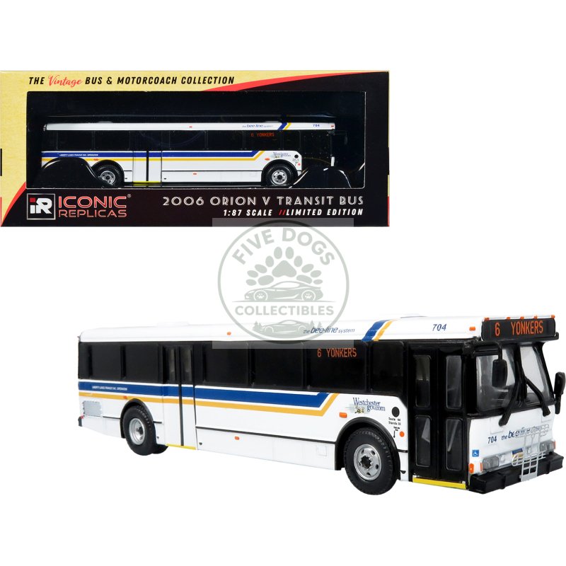 2006 orion v transit bus westchester ny bee line "6 yonkers" limited edition "the vintage bus and motorcoach collection" 1/87 (ho) diecast model by iconic replicas