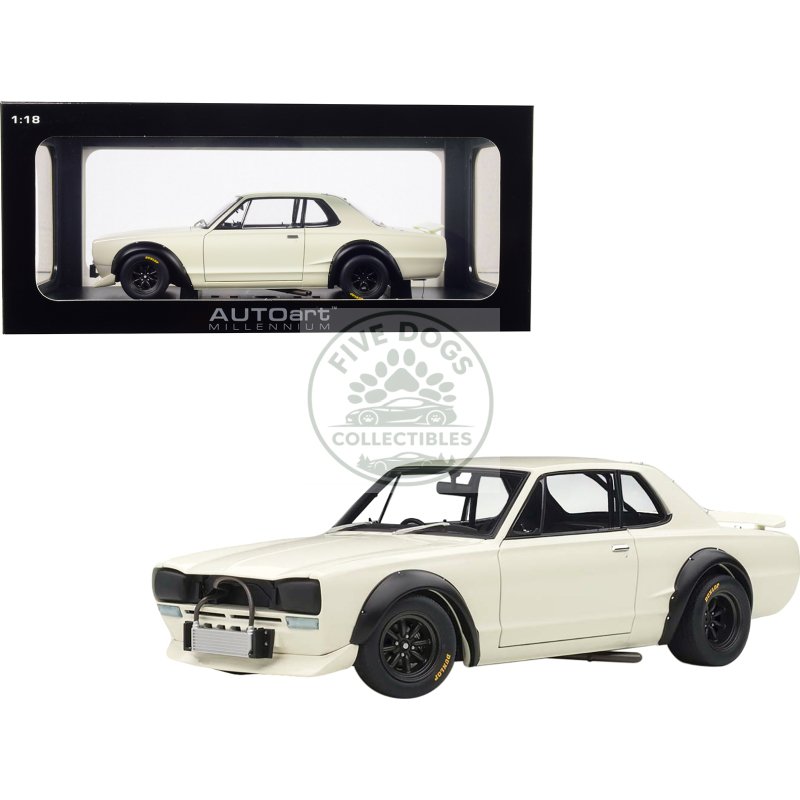 1972 nissan skyline gt r (kpgc 10) racing white "millennium" 1/18 diecast model car by autoart