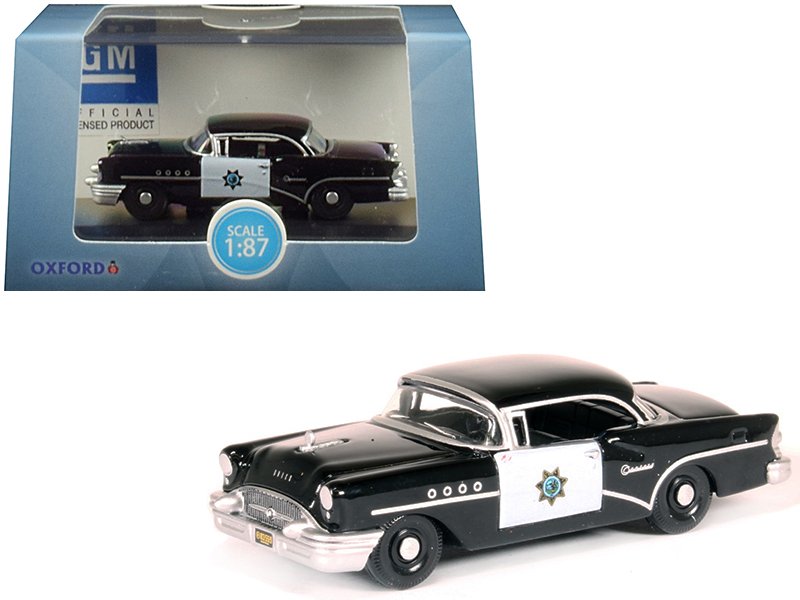 1955 buick century "california highway patrol" (chp) black 1/87 (ho) scale diecast model car by oxford diecast 1955 buick century "california highway patrol" (chp) black 1/87 (ho) scale diecast model car by oxford diecast