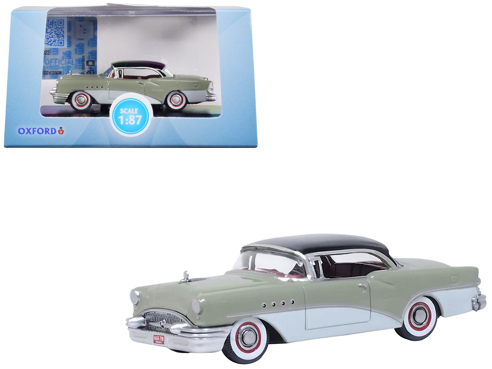 1955 buick century windsor gray and dover white with carlsbad black top 1/87 (ho) scale diecast model car by oxford diecast 1955 buick century windsor gray and dover white with carlsbad black top 1/87 (ho) scale diecast model car by oxford diecast
