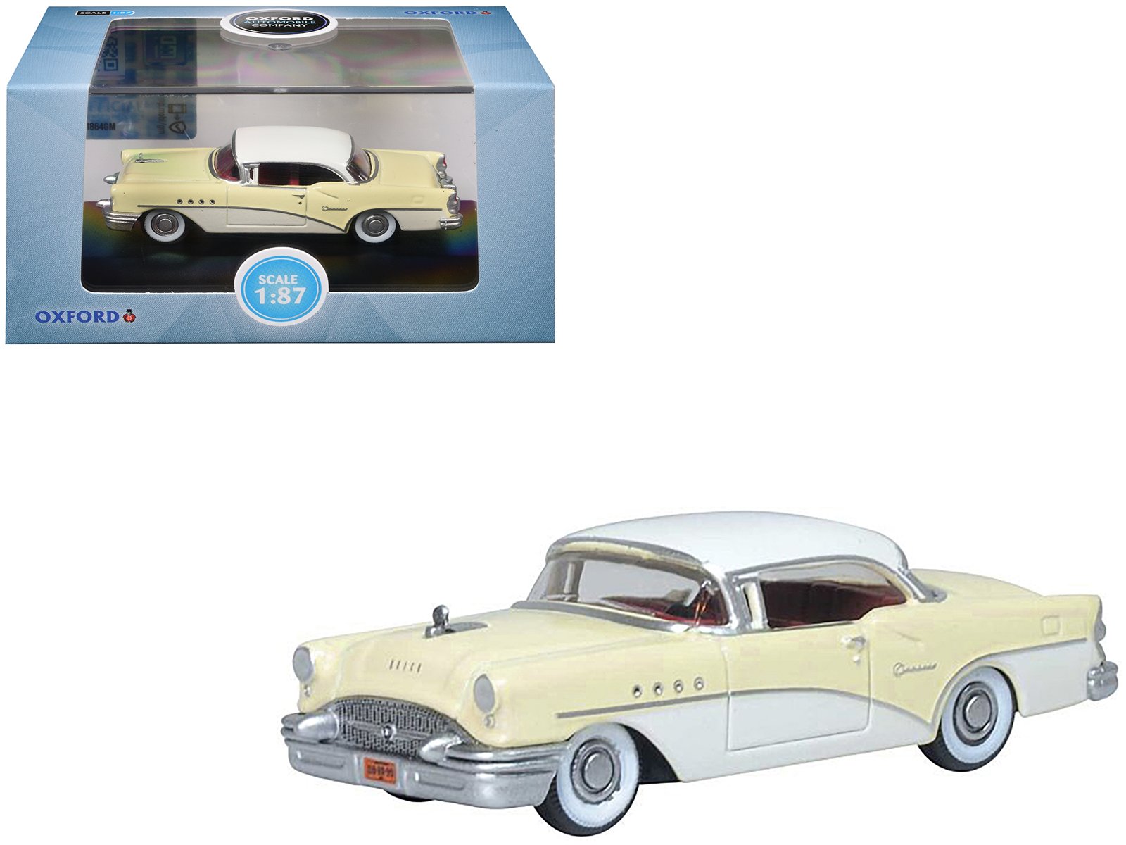1955 buick century condor yellow and dover white with red interior 1/87 (ho) scale diecast model car by oxford diecast 1955 buick century condor yellow and dover white with red interior 1/87 (ho) scale diecast model car by oxford diecast