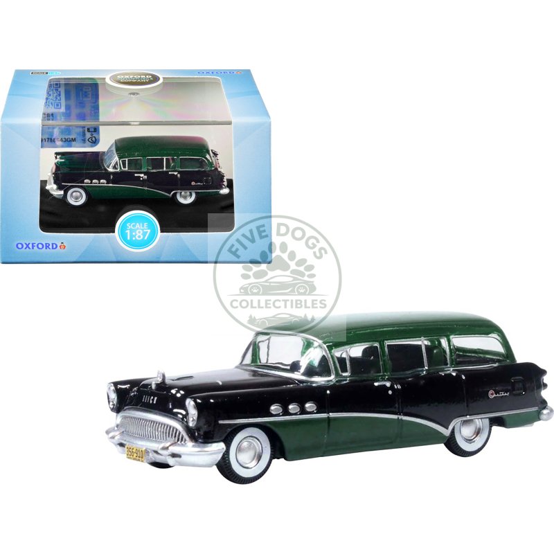 1954 buick century estate wagon baffin green and carlsbad black 1/87 (ho) scale diecast model car by oxford diecast