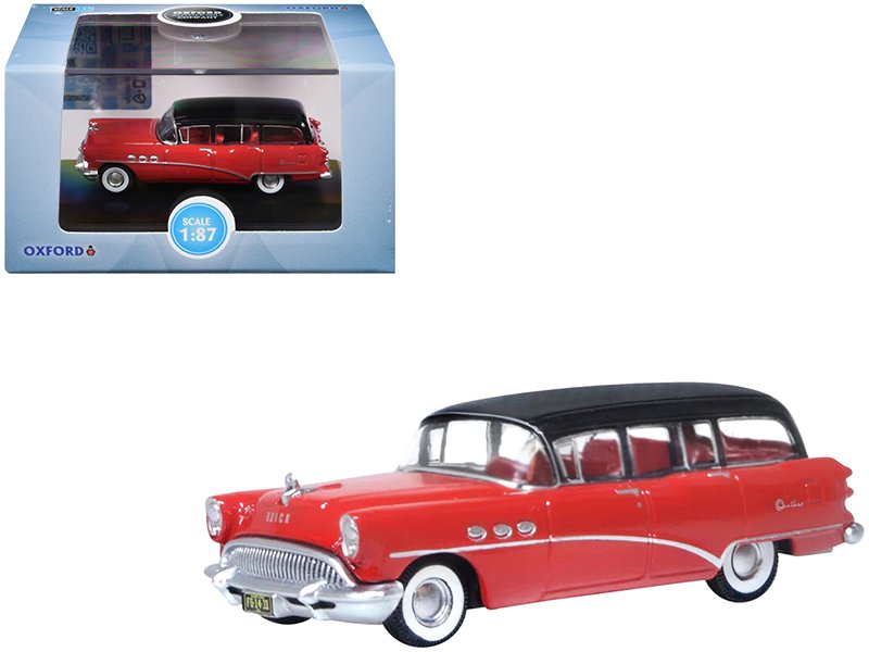 1954 buick century estate wagon matador red and carlsbad black with red interior 1/87 (ho) scale diecast model car by oxford diecast 1954 buick century estate wagon matador red and carlsbad black with red interior 1/87 (ho) scale diecast model car by oxford diecast