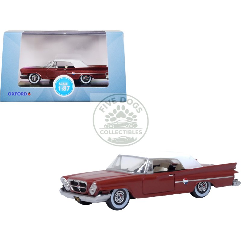 1961 chrysler 300 convertible (closed top) cinnamon brown metallic with white top 1/87 (ho) scale diecast model car by oxford diecast