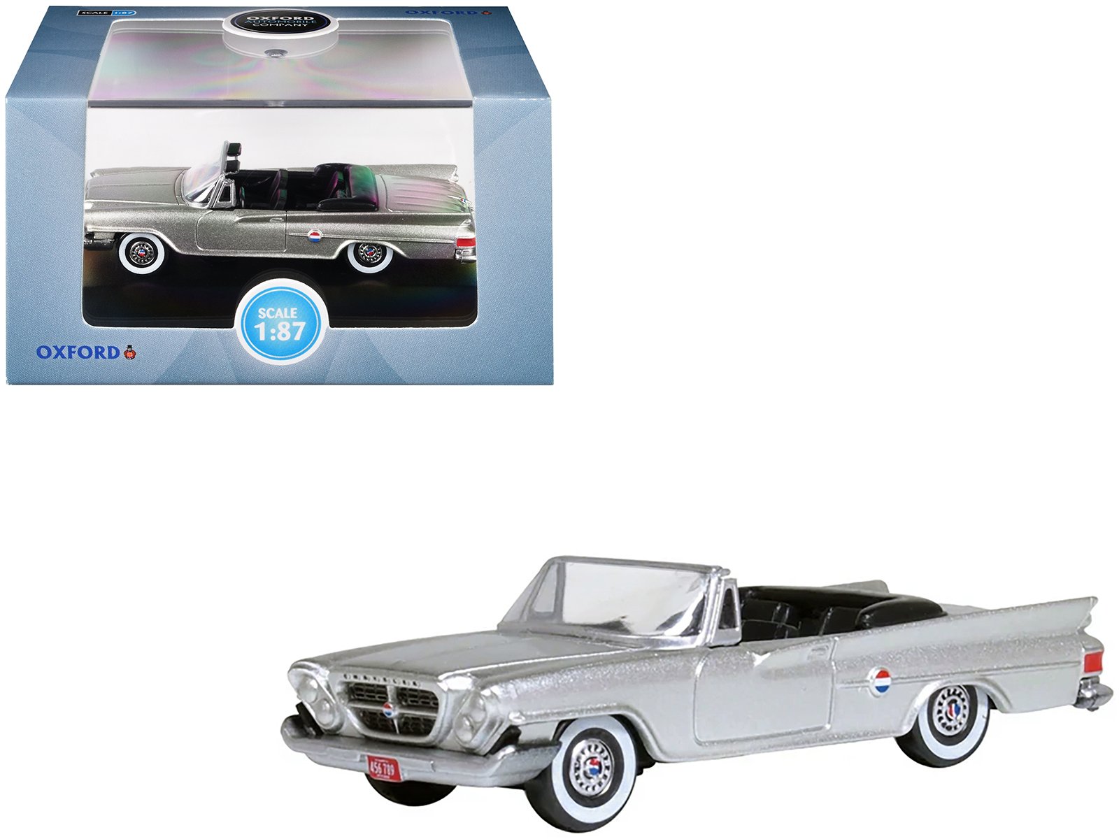 1961 chrysler 300g convertible sheffield silver metallic 1/87 (ho) scale diecast model car by oxford diecast 1961 chrysler 300g convertible sheffield silver metallic 1/87 (ho) scale diecast model car by oxford diecast
