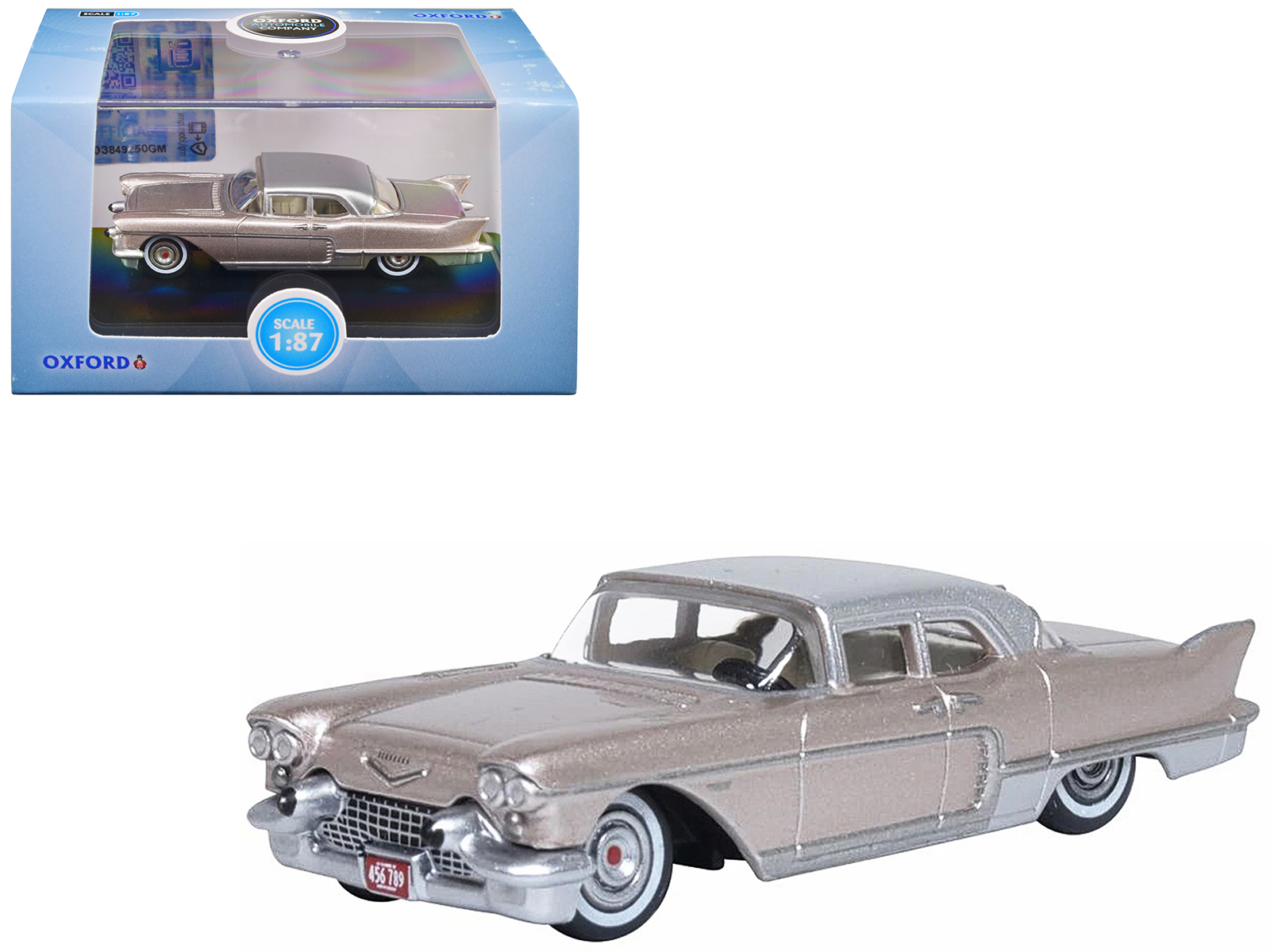 1957 cadillac eldorado brougham sandalwood beige metallic with silver top 1/87 (ho) scale diecast model car by oxford diecast 1957 cadillac eldorado brougham sandalwood beige metallic with silver top 1/87 (ho) scale diecast model car by oxford diecast