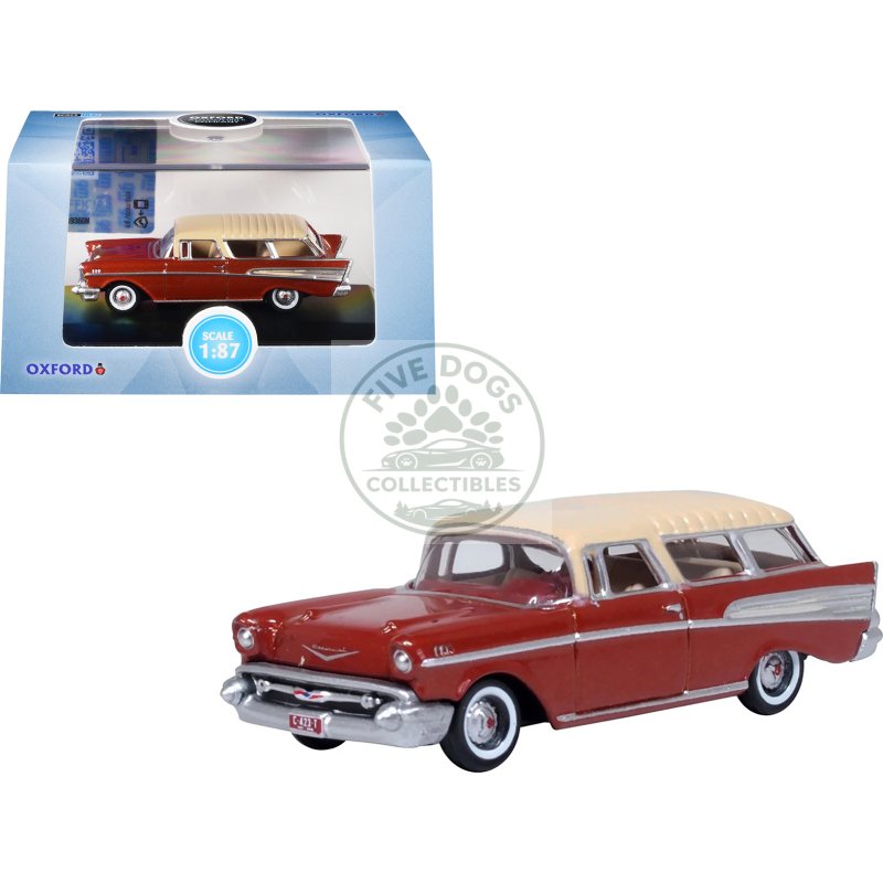 1957 chevrolet nomad adobe beige with sierra gold top 1/87 (ho) scale diecast model car by oxford diecast